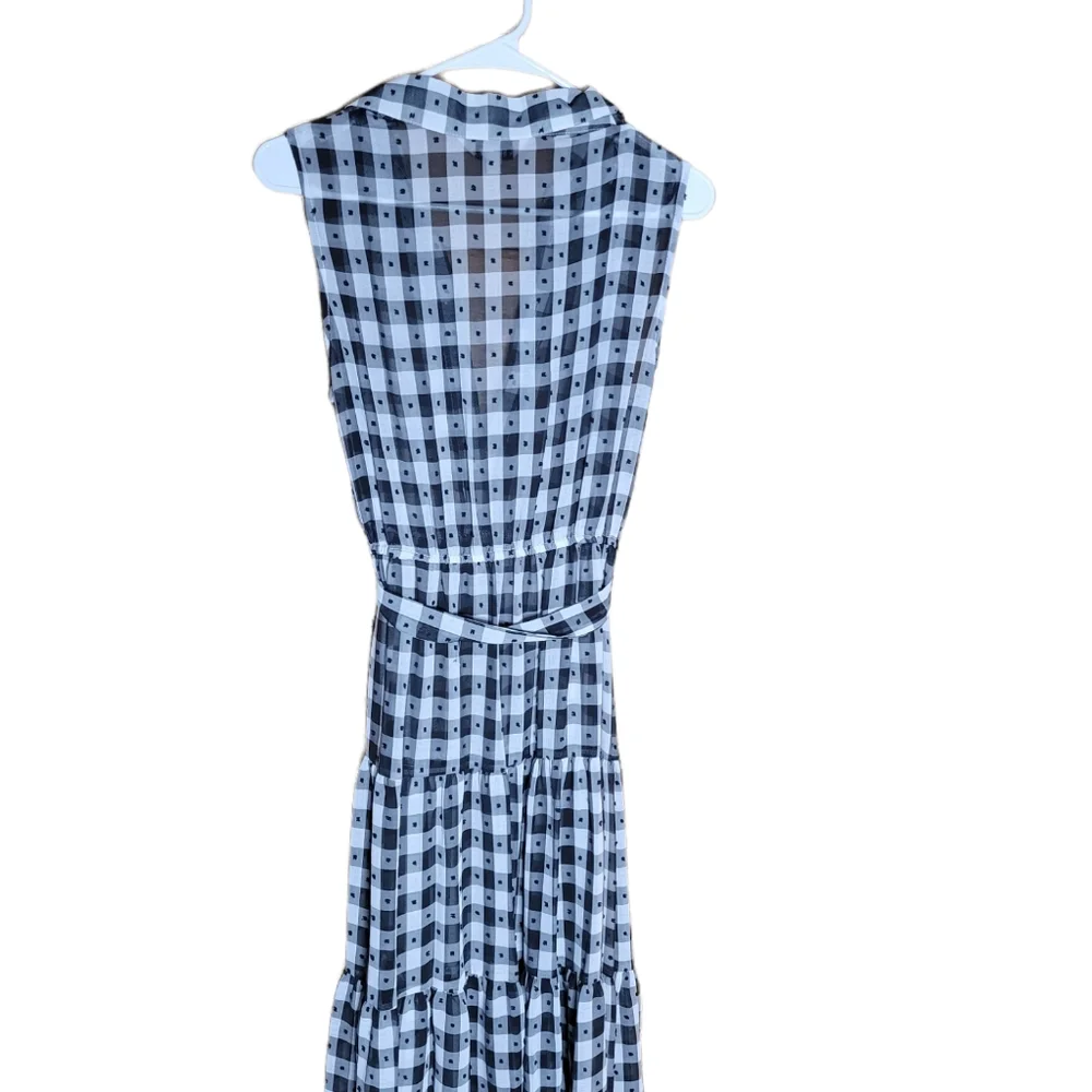 Nanette lepore new black white polka dot stripe checkered sleeveless dress 4 new